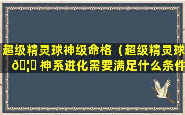 超级精灵球神级命格（超级精灵球 🦁 神系进化需要满足什么条件）